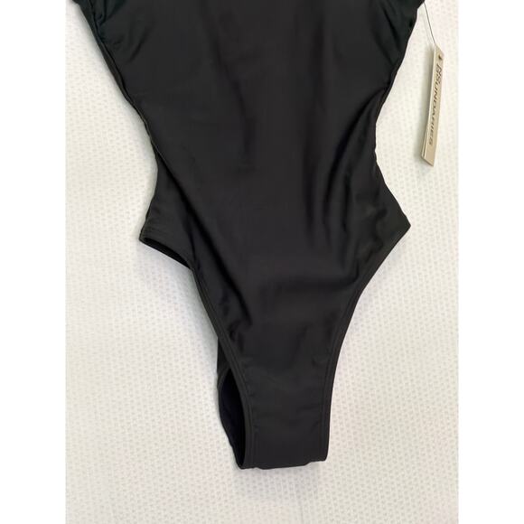 No Boundaries Women’s XS Black One Piece Swimsuit Scoop Neck Stretch NWT - Picture 3 of 6